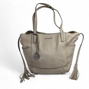 Michael Kors Ashbury Tote Shoulder Bag XL Removable Inner Pouch Beige Leather